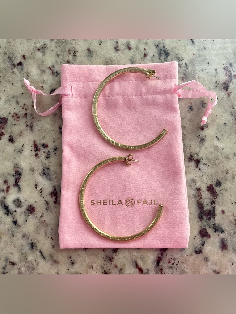 Sheila Fajl Hammered Everybody’s Favorite Hoop Earrings 18K Gold Plated NWOT